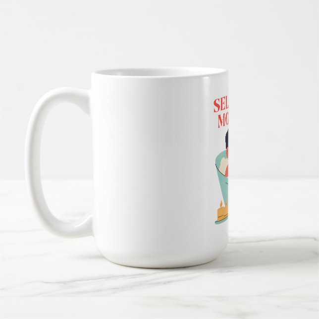 Self-Care Mode: ON – Cute & Funny Cartoon Bathing  Coffee Mug (Left)