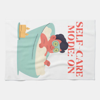 Self-Care Mode: ON – Cute & Funny Cartoon Bathing Tea Towel