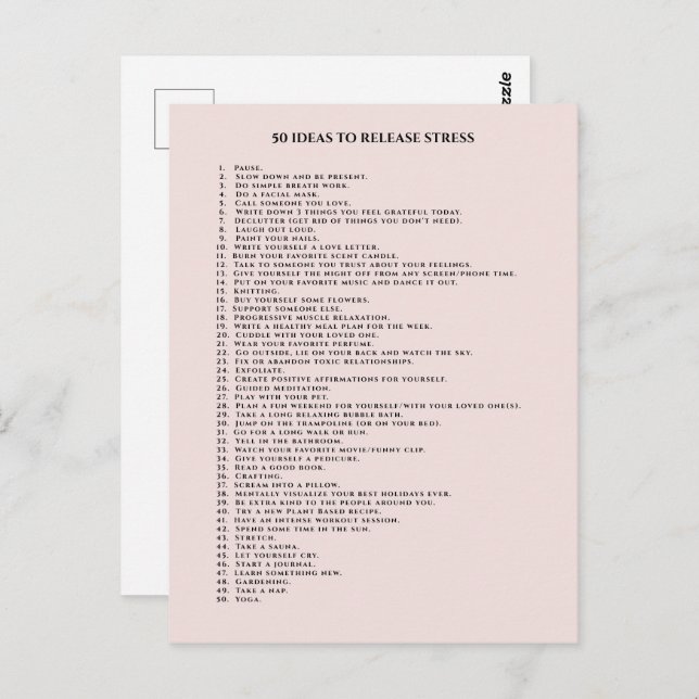 Self care motivation blush pink postcard (Front/Back)