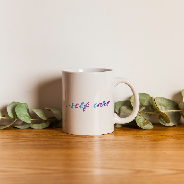 Self care - pink and blue coffee mug (Creator Uploaded)