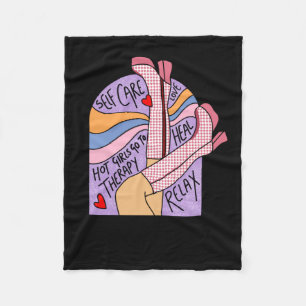 Self Care Therapy Sticker Fleece Blanket