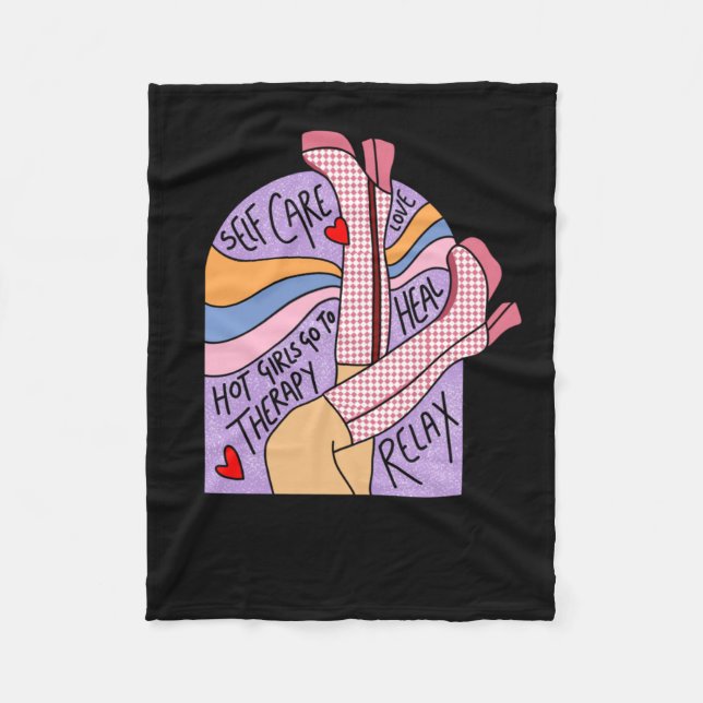 Self Care Therapy Sticker  Fleece Blanket (Front)