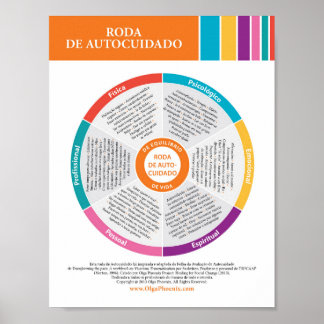 Self-Care Wheel in Colour! Portuguese. Poster