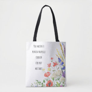 Self-Compassion Floral Quote Tote Bag