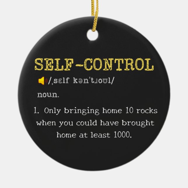 Self Control Definition Funny Personalized Ceramic Tree Decoration (Front)