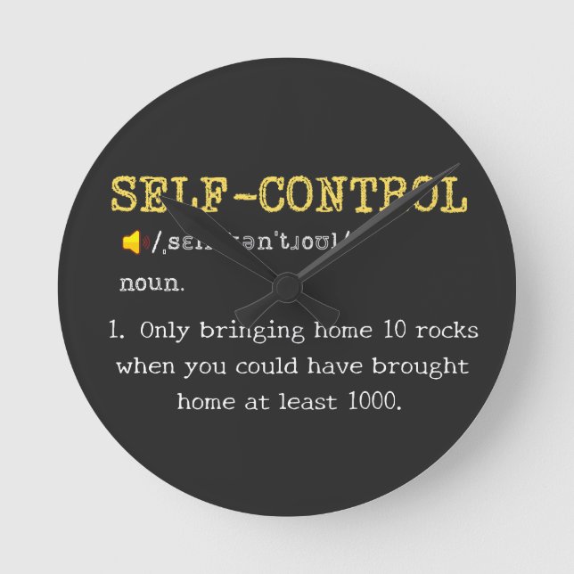 Self Control Definition Funny Personalized Round Clock (Front)