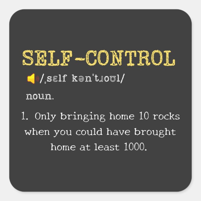 Self Control Definition Funny Personalized Square Sticker (Front)