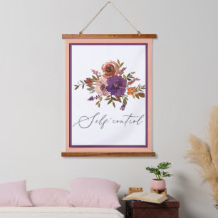 Self-control pink and purple floral hanging tapestry