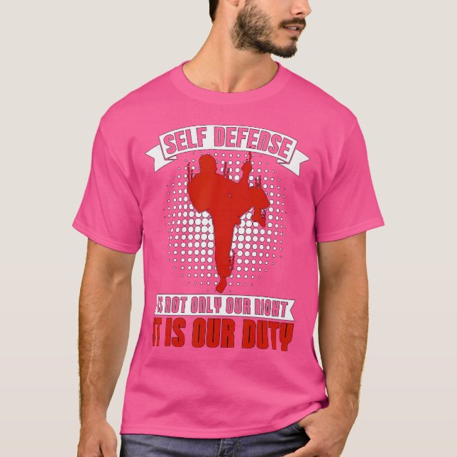 Self Defence Is Not Only High Kicks Sports Fighter T-Shirt (Front)