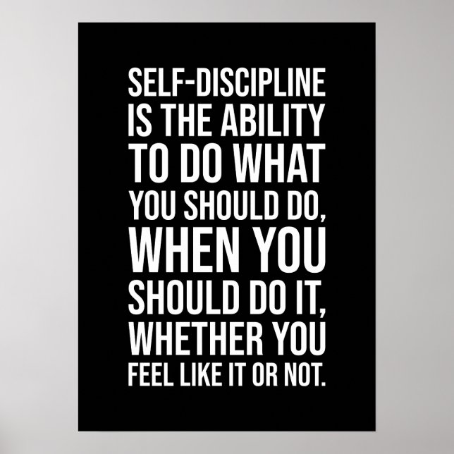 Self-Discipline - Gym, Hustle, Success Mindset Poster (Front)