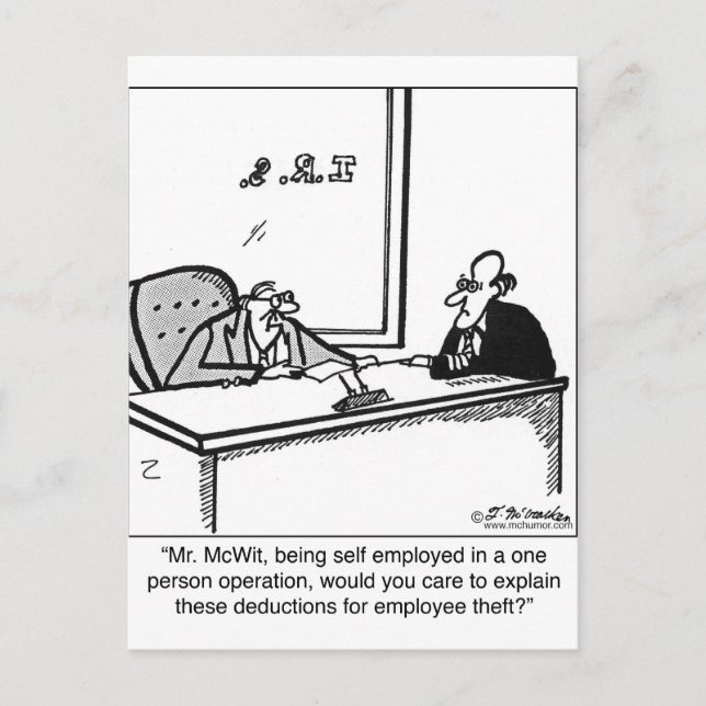 Self Employed & Employee Theft Postcard (Front)