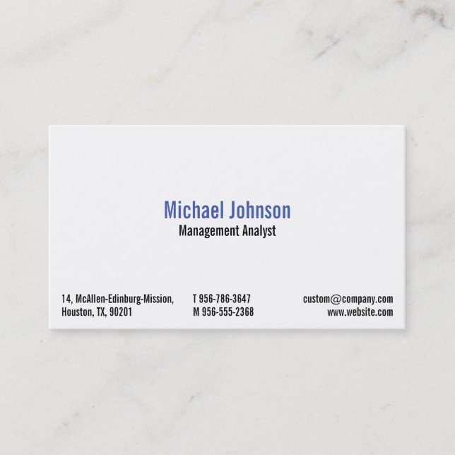 Self-employed Professionals Website Business Card (Front)