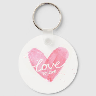 Self Esteem Love Yourself Typography Heart Key Ring