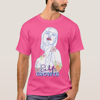 Self Growth Line amp Floral Design T-Shirt