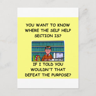 self help joke postcard