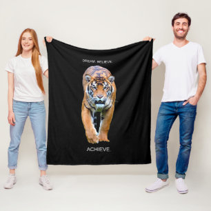 Self Improvement Success Motivational Quotes Tiger Fleece Blanket
