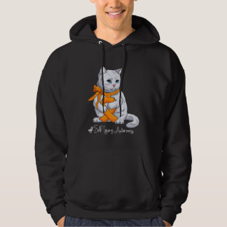 Self Injury Awareness Month Orange Ribbon Cat Hoodie