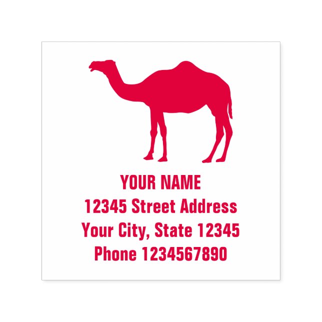 Self inking return address stamp with camel logo (Design)