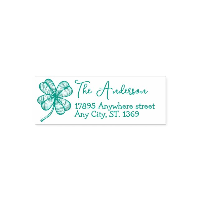 Self Inking Return Address Stamp with lucky clover (Design)