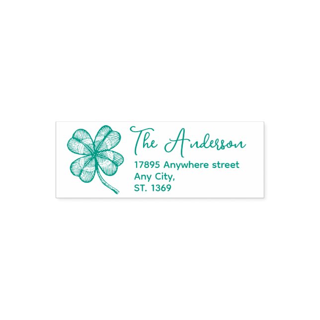 Self Inking Return Address Stamp with lucky clover (Design)