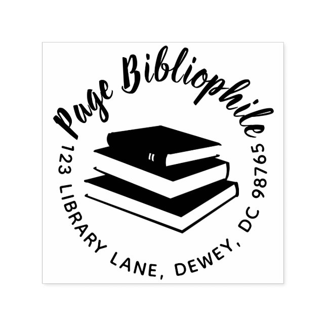 Self Inking Round Return Address Stamp Book Lover (Design)
