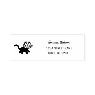 Self-Inking Stamp Cute Cat Personal Name Address