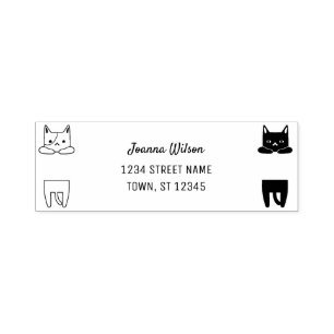 Self-Inking Stamp Cute Cats Personal Name Address