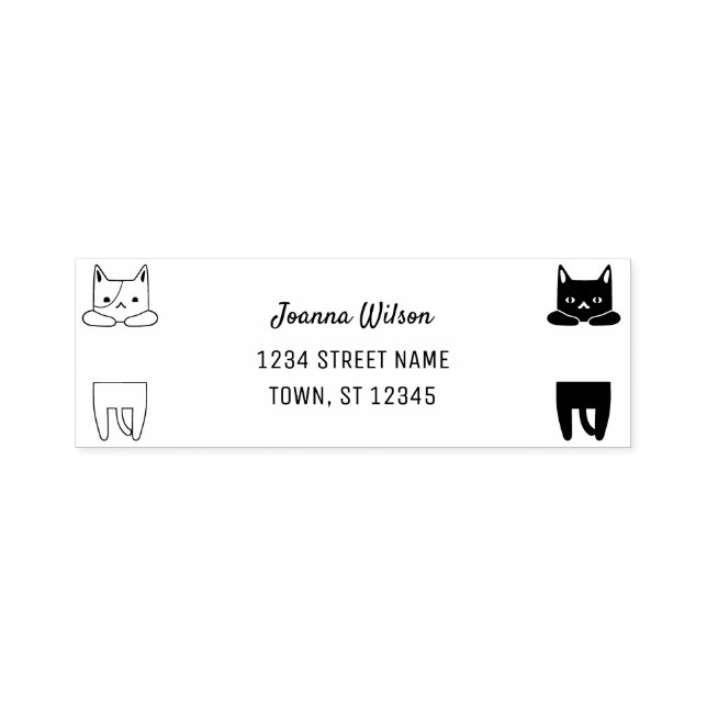 Self-Inking Stamp Cute Cats Personal Name Address (Design)