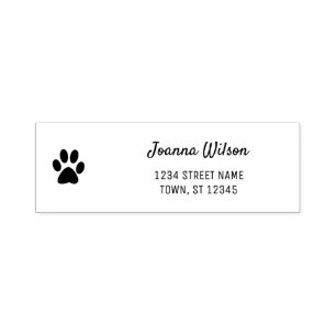 Self-Inking Stamp Cute Paw Personal Name Address