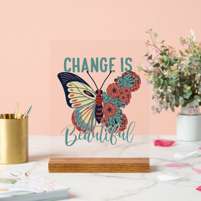 Self inspiration butterfly word art  acrylic sign (Wedding)
