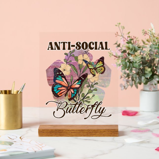 Self inspiration butterfly word art acrylic sign (Wedding)