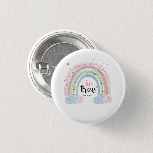 Self Love Affirmation Cute Pastel Be True Rainbow 3 Cm Round Badge (Front & Back)
