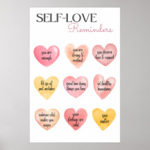 Self-Love Affirmations Pink Hearts