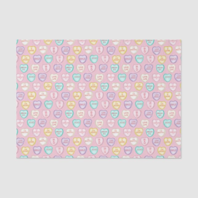 Self Love Candy Hearts - Pink Tissue Paper (Front)