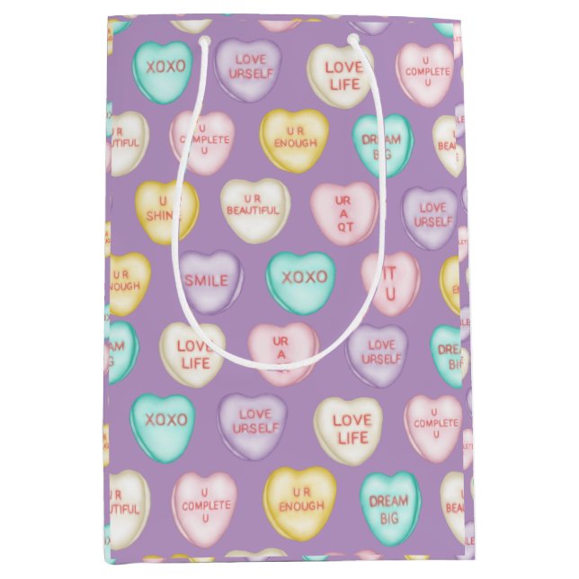 Self Love Candy Hearts - Purple Gift Bag (Front)