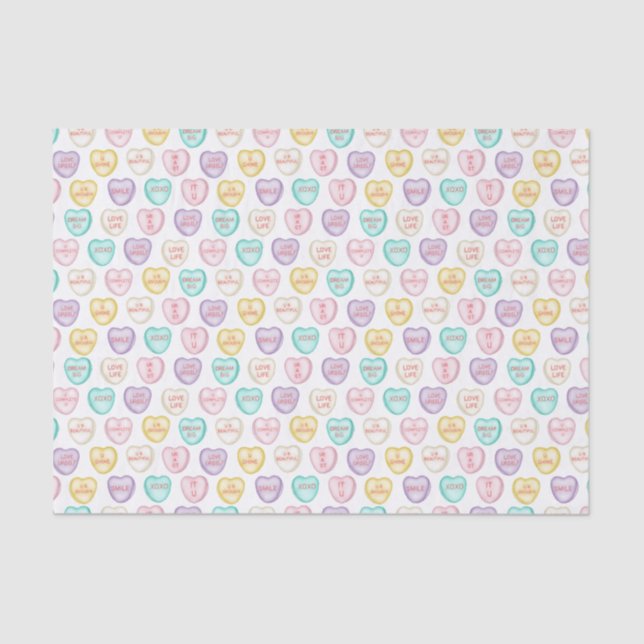 Self Love Candy Hearts - White Tissue Paper (Front)