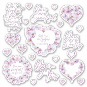 Self Love Cherry Blossom Custom-Cut Vinyl Stickers