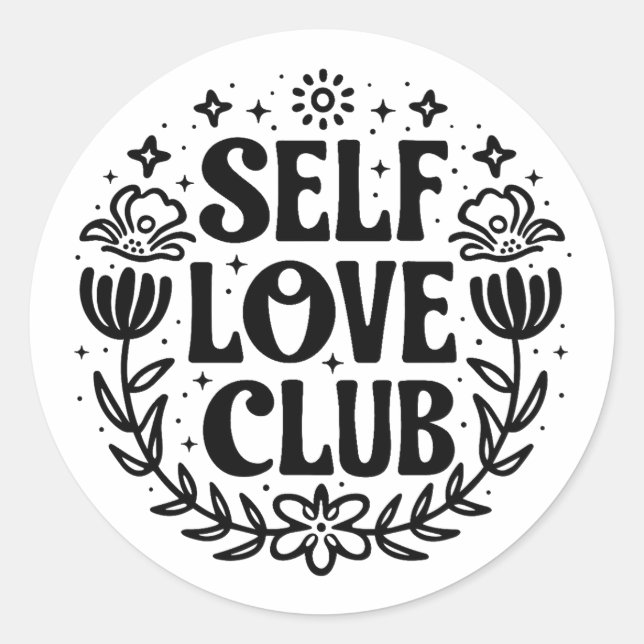 Self love club aesthetic classic round sticker (Front)
