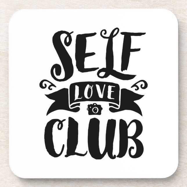 Self Love Club Custom Background Color Coaster (Front)