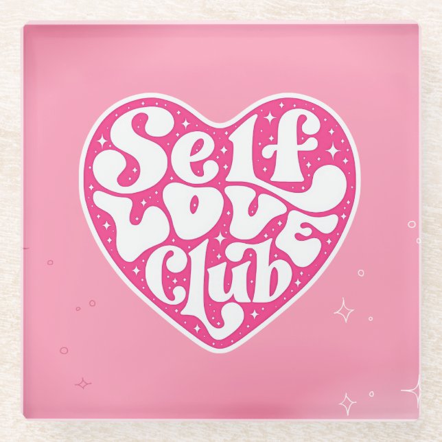 Self Love Club Glass Coaster (Front)