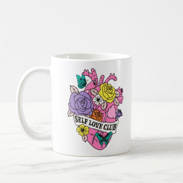 Self Love Club Heart Coffee Mug (Left)