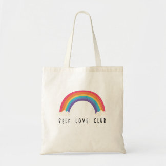 self love club with cute rainbow tote bag