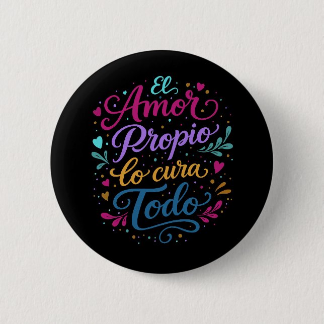 Self-love cures everything. ❤️ 6 cm round badge (Front)