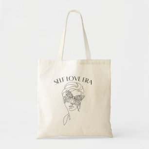 Self Love Era Butterfly Line Art Aesthetic Canvas Tote Bag