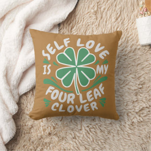 Self Love Four Leaf Clover Throw Pillow