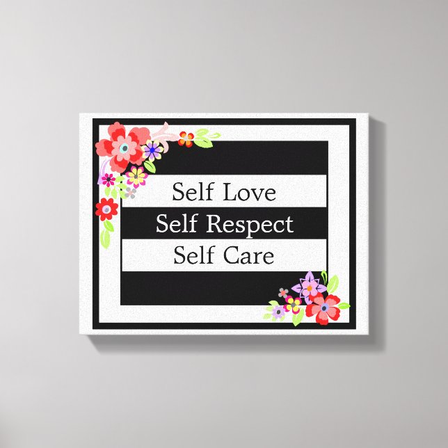"Self Love" Gorgeous Floral Canvas. Canvas Print (Front)