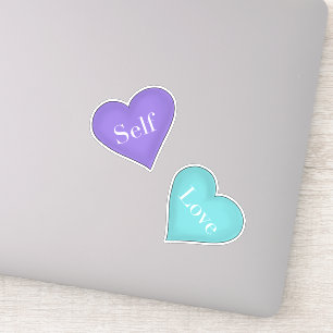 Self Love in Purple and Teal Hearts