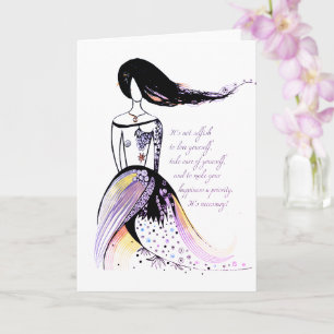 Self LOVE inspirational illustrated lady quote Card