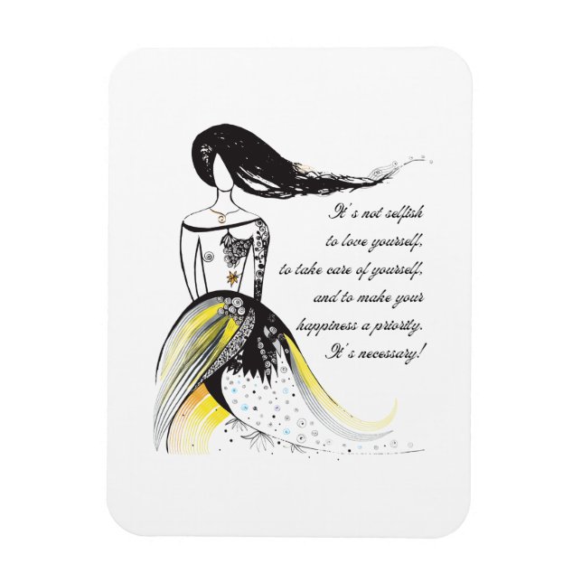 Self LOVE inspirational illustrated lady quote Magnet (Vertical)