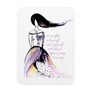 Self LOVE inspirational illustrated lady quote Magnet